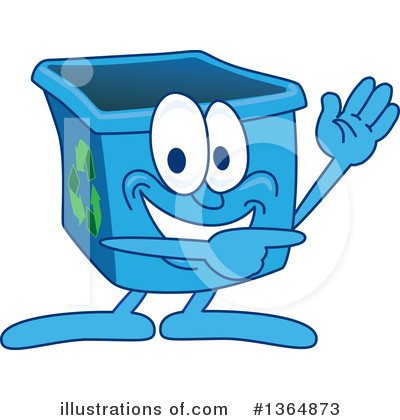 Blue Recycle Bin Character Clipart #1364873 by Toons4Biz