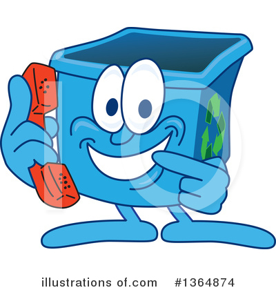 Blue Recycle Bin Character Clipart #1364874 by Toons4Biz