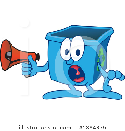 Blue Recycle Bin Character Clipart #1364875 by Toons4Biz