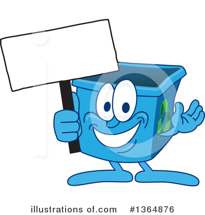 Blue Recycle Bin Character Clipart #1364876 by Toons4Biz