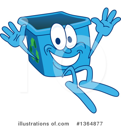 Royalty-Free (RF) Blue Recycle Bin Character Clipart Illustration by Mascot Junction - Stock Sample #1364877