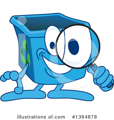 Royalty-Free (RF) Blue Recycle Bin Character Clipart Illustration by Mascot Junction - Stock Sample #1364878