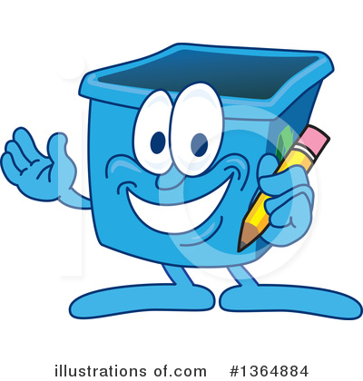 Blue Recycle Bin Character Clipart #1364884 by Toons4Biz