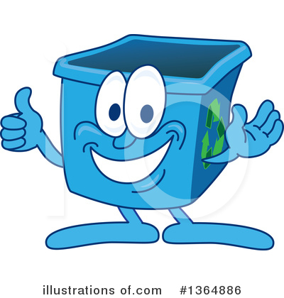 Blue Recycle Bin Character Clipart #1364886 by Mascot Junction