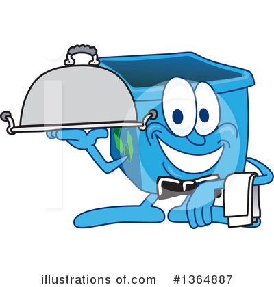 Blue Recycle Bin Character Clipart #1364887 by Toons4Biz