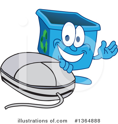 Blue Recycle Bin Character Clipart #1364888 by Toons4Biz