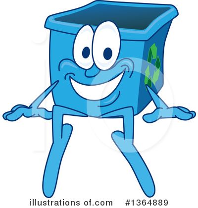 Royalty-Free (RF) Blue Recycle Bin Character Clipart Illustration by Mascot Junction - Stock Sample #1364889