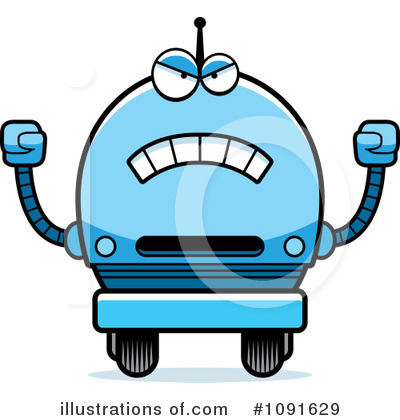 Royalty-Free (RF) Blue Robot Clipart Illustration by Cory Thoman - Stock Sample #1091629