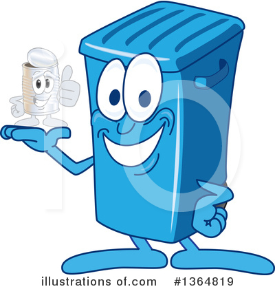 Royalty-Free (RF) Blue Trash Can Clipart Illustration by Mascot Junction - Stock Sample #1364819