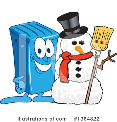 Royalty-Free (RF) Blue Trash Can Clipart Illustration by Mascot Junction - Stock Sample #1364822
