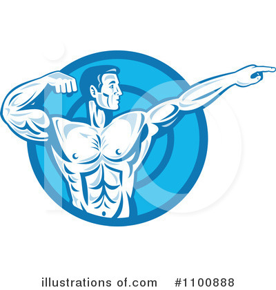 Royalty-Free (RF) Bodybuilder Clipart Illustration by patrimonio - Stock Sample #1100888