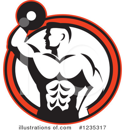 Royalty-Free (RF) Bodybuilder Clipart Illustration by patrimonio - Stock Sample #1235317