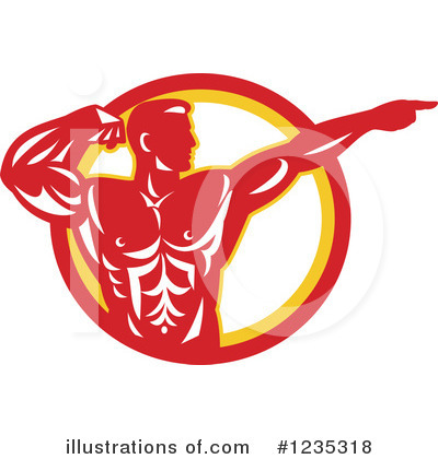 Royalty-Free (RF) Bodybuilder Clipart Illustration by patrimonio - Stock Sample #1235318
