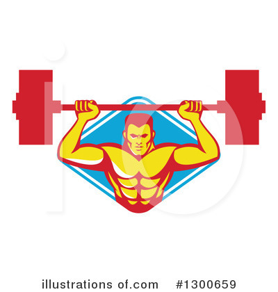 Royalty-Free (RF) Bodybuilder Clipart Illustration by patrimonio - Stock Sample #1300659