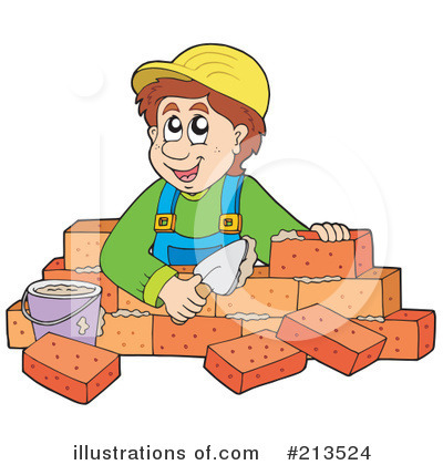 Royalty-Free (RF) Bricklayer Clipart Illustration by visekart - Stock Sample #213524