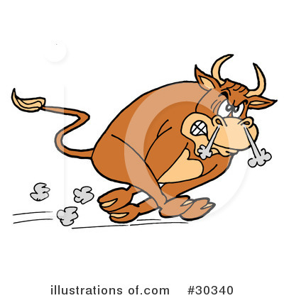 Royalty-Free (RF) Bull Clipart Illustration by LaffToon - Stock Sample #30340