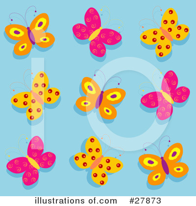 Royalty-Free (RF) Butterflies Clipart Illustration by KJ Pargeter - Stock Sample #27873