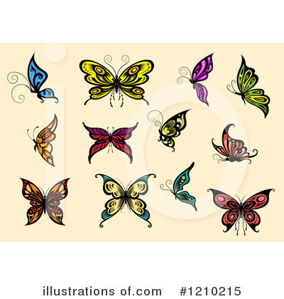 Royalty-Free (RF) Butterfly Clipart Illustration by Vector Tradition SM - Stock Sample #1210215