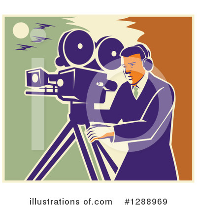 Royalty-Free (RF) Cameraman Clipart Illustration by patrimonio - Stock Sample #1288969