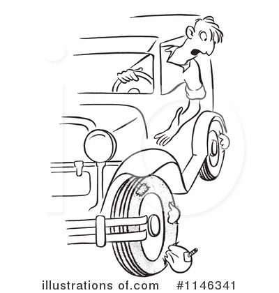 Flat Tire Clipart #1146341 by Picsburg