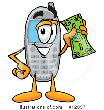 Royalty-Free (RF) Cell Phone Character Clipart Illustration by Mascot Junction - Stock Sample #12837