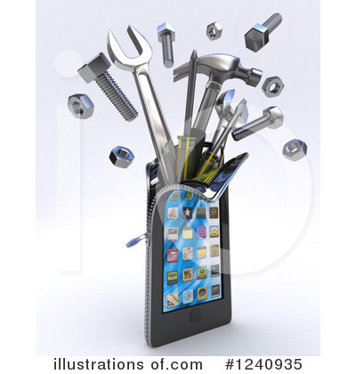 Cell Phone Clipart #1240935 by KJ Pargeter