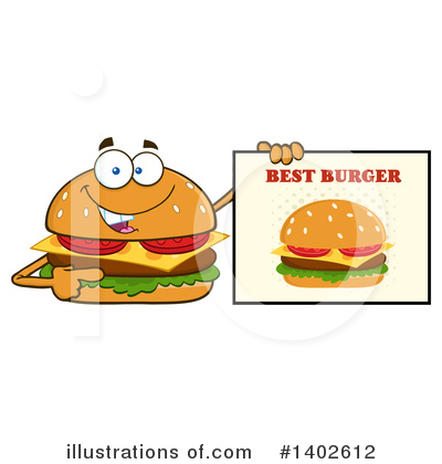 Royalty-Free (RF) Cheeseburger Mascot Clipart Illustration by Hit Toon - Stock Sample #1402612