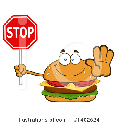 Royalty-Free (RF) Cheeseburger Mascot Clipart Illustration by Hit Toon - Stock Sample #1402624