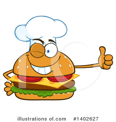 Royalty-Free (RF) Cheeseburger Mascot Clipart Illustration by Hit Toon - Stock Sample #1402627