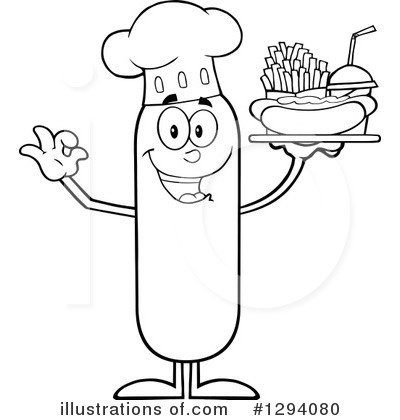Royalty-Free (RF) Chef Sausage Clipart Illustration by Hit Toon - Stock Sample #1294080