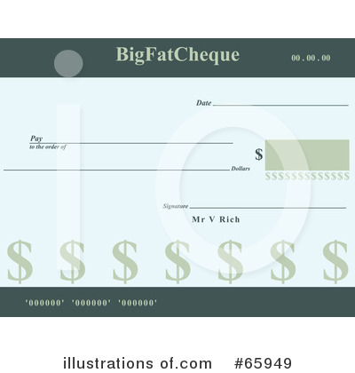 Royalty-Free (RF) Cheque Clipart Illustration by Prawny - Stock Sample #65949