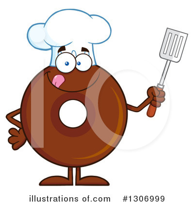 Royalty-Free (RF) Chocolate Donut Character Clipart Illustration by Hit Toon - Stock Sample #1306999