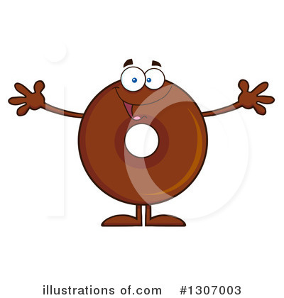 Royalty-Free (RF) Chocolate Donut Character Clipart Illustration by Hit Toon - Stock Sample #1307003