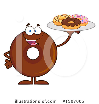 Royalty-Free (RF) Chocolate Donut Character Clipart Illustration by Hit Toon - Stock Sample #1307005