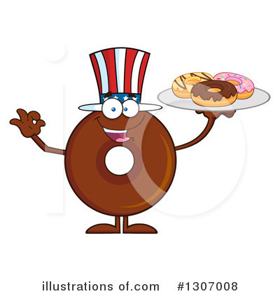Royalty-Free (RF) Chocolate Donut Character Clipart Illustration by Hit Toon - Stock Sample #1307008