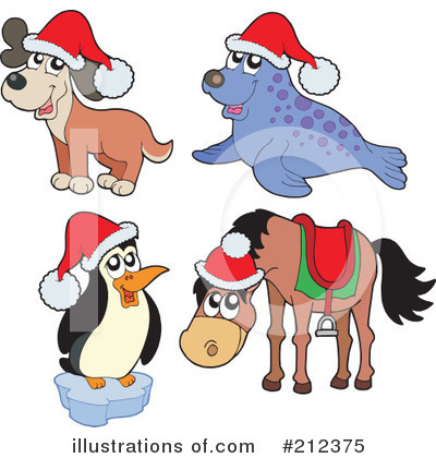 Royalty-Free (RF) Christmas Animals Clipart Illustration by visekart - Stock Sample #212375