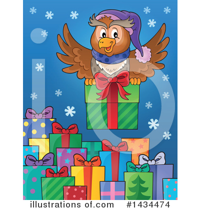 Royalty-Free (RF) Christmas Owl Clipart Illustration by visekart - Stock Sample #1434474