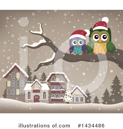 Royalty-Free (RF) Christmas Owl Clipart Illustration by visekart - Stock Sample #1434486