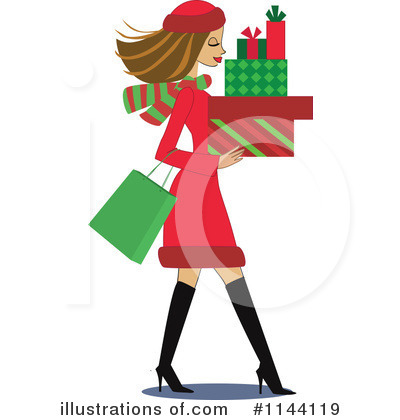 Royalty-Free (RF) Christmas Shopping Clipart Illustration by peachidesigns - Stock Sample #1144119