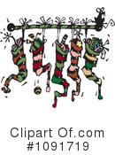 Christmas Stockings Clipart #1091719 by Steve Klinkel