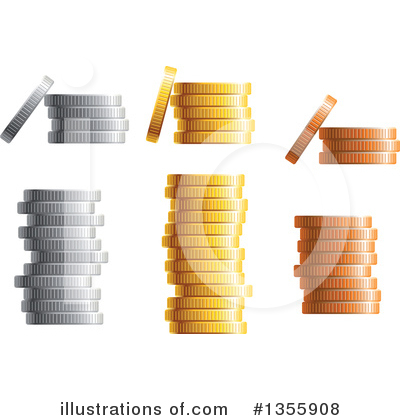 Royalty-Free (RF) Coins Clipart Illustration by Vector Tradition SM - Stock Sample #1355908