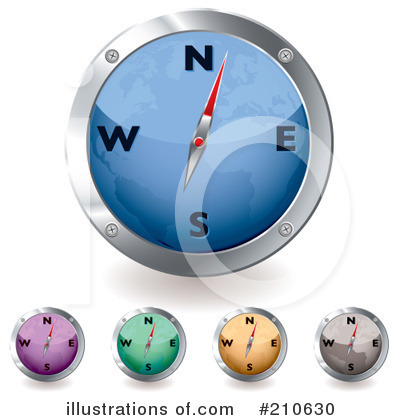 Royalty-Free (RF) Compass Clipart Illustration by michaeltravers - Stock Sample #210630