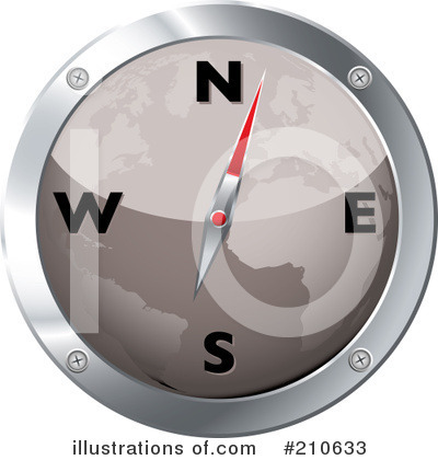 Royalty-Free (RF) Compass Clipart Illustration by michaeltravers - Stock Sample #210633
