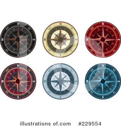 Royalty-Free (RF) Compass Clipart Illustration by Qiun - Stock Sample #229554