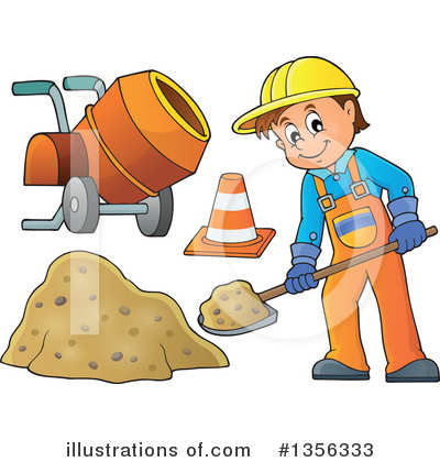 Royalty-Free (RF) Construction Worker Clipart Illustration by visekart - Stock Sample #1356333
