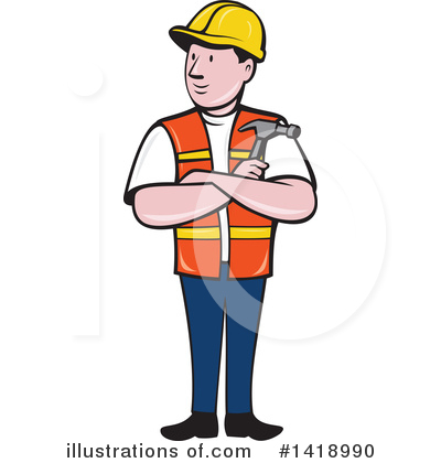 Royalty-Free (RF) Construction Worker Clipart Illustration by patrimonio - Stock Sample #1418990