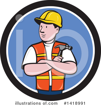 Royalty-Free (RF) Construction Worker Clipart Illustration by patrimonio - Stock Sample #1418991