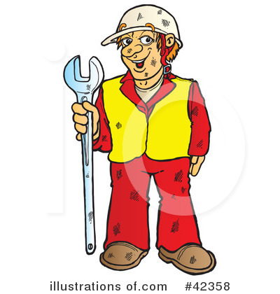 Royalty-Free (RF) Construction Worker Clipart Illustration by Snowy - Stock Sample #42358