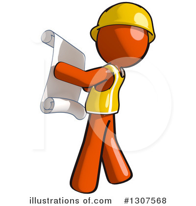 Royalty-Free (RF) Contractor Orange Man Clipart Illustration by Leo Blanchette - Stock Sample #1307568