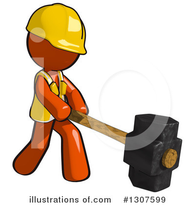Royalty-Free (RF) Contractor Orange Man Clipart Illustration by Leo Blanchette - Stock Sample #1307599